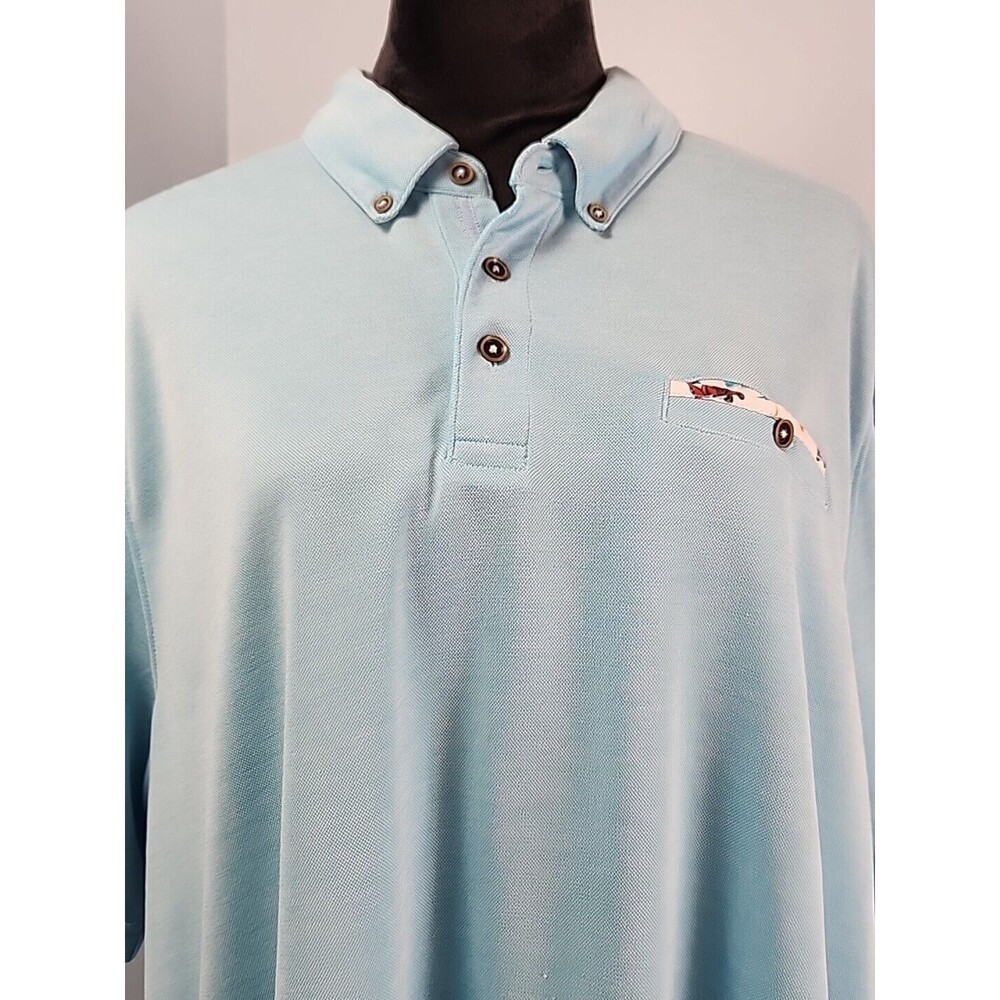 Marti Kat Mens Polo Shirt XXL Blue Short Sleeve Modal Blend Business Casual - Picture 3 of 12